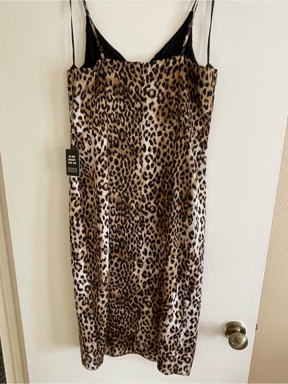 Express Leopard Print Midi Slip Dress in Brown and Black - Picture 2 of 4